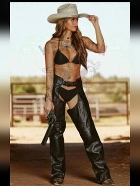 Leather Chaps By Mill Caves Creek Arizona, Zip Fitt Legs, Women's XS